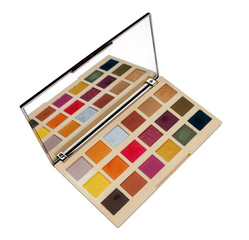 Eye shadow palette with mirror on white background