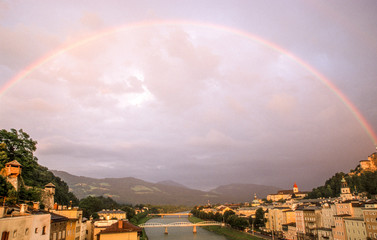 Blick von Terrassencafe Stein, Österreich, Salzburg, Salzburg S