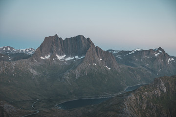 Fototapeta na wymiar Mountain peaks in Senja, Norway