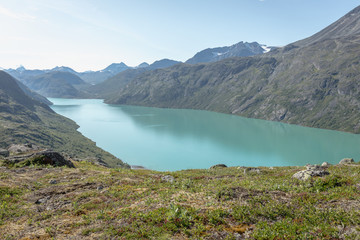 Jotunheimen park in Norway with view of Gjende River