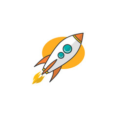 rocket ship launch space travel theme vector