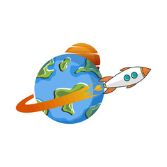 rocket ship launch space travel theme vector