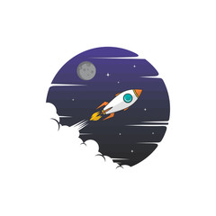 rocket ship launch space travel theme vector