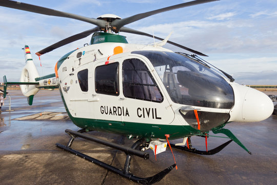 TORREJON, SPAIN - OCT 11, 2014: Spanish Guardia Civil Eurcopter EC-135 helicopter