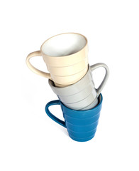 Three mugs isolated on white background with clipping path