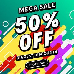 Mega Sale banner template design. Big sale special offer promotion discount for business