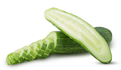 Fresh sliced Cucumber one cut in half