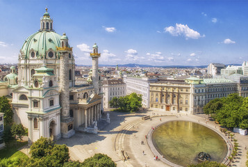 Wien, Karlskirche, Österreich - obrazy, fototapety, plakaty
