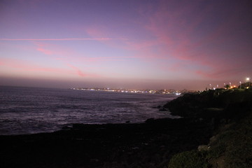 Lisbon during sunset at the coast