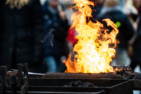 Fire of blacksmith in the blacksmith's workshop