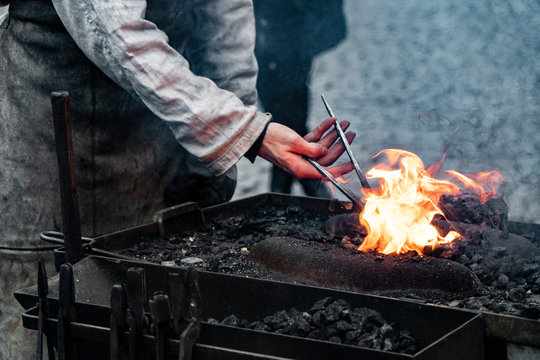 Fire of blacksmith in the blacksmith's workshop
