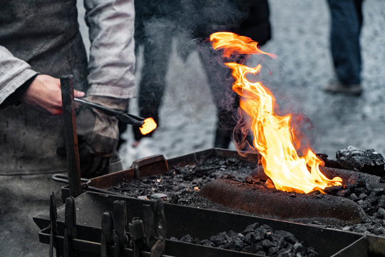 Fire of blacksmith in the blacksmith's workshop - Powered by Adobe