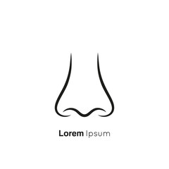 Icon of human nose with nostrils in full face. Smelling organ vector isolated on white background.
