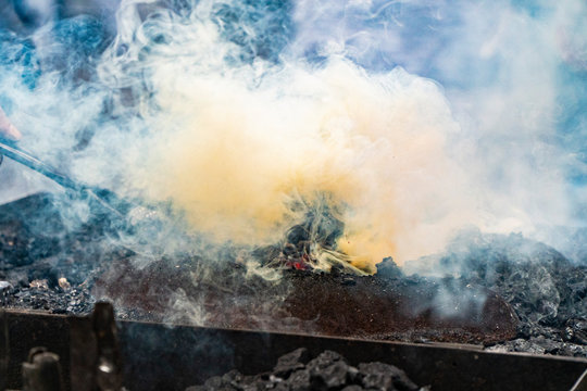 Fire of blacksmith in the blacksmith's workshop