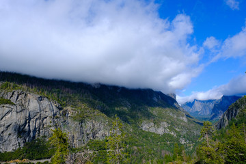 yosemite national park waterfall cloudy  mountains and clouds