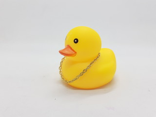Cute Beautiful Yellow Squeaky Bathub Duck for Kids Toys Bathroom Water Accessories in White Isolated Background