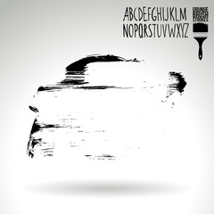 Black brush stroke and texture. Grunge vector abstract hand - painted element. Underline and border design.