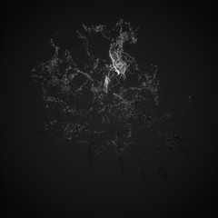 Dark Bio luminescence. Illumination of plankton. Many bright particles.