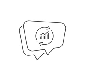 Chart line icon. Chat bubble design. Update Report graph or Sales growth sign. Analysis and Statistics data symbol. Outline concept. Thin line update data icon. Vector