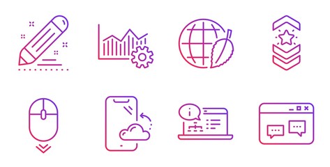 Shoulder strap, Brand contract and Online documentation line icons set. Environment day, Operational excellence and Smartphone cloud signs. Scroll down, Browser window symbols. Vector