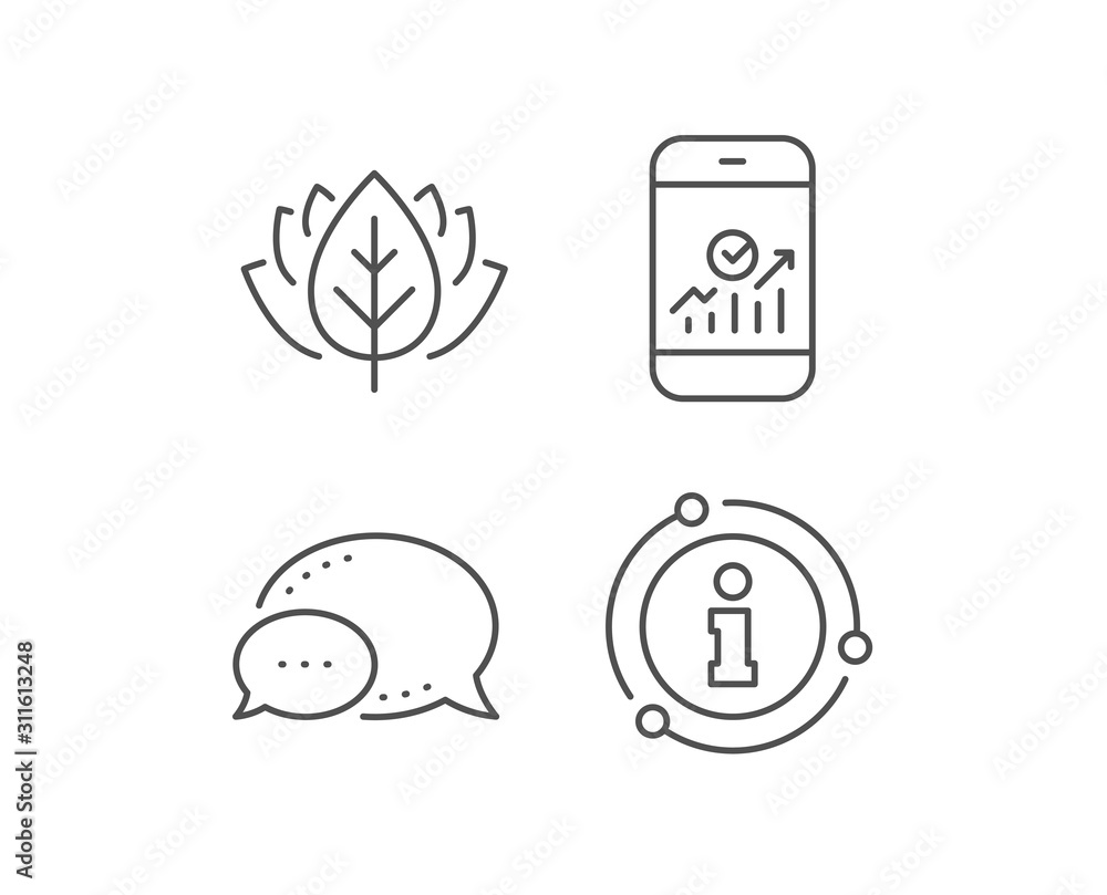 Poster smartphone audit or statistics line icon. chat bubble, info sign elements. business analytics with c