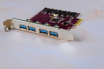 Computer part 4 Ports PCI-E to USB 3.0 Expasion Card with connectors additional USB 3.0
