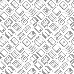 Books related seamless pattern with outline icons