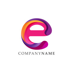 Letter E gradient color technology logo