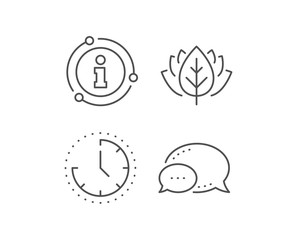 Time management line icon. Chat bubble, info sign elements. Clock sign. Watch symbol. Linear time outline icon. Information bubble. Vector