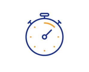 Time management sign. Timer line icon. Stopwatch symbol. Colorful outline concept. Blue and orange thin line timer icon. Vector