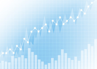 Vector : Increase business graph on blue background
