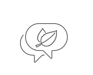 Mint leaves line icon. Chat bubble design. Herbal leaf sign. Tea with Mentha symbol. Outline concept. Thin line mint leaves icon. Vector