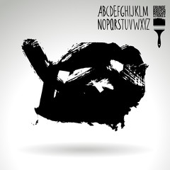 Black brush stroke and texture. Grunge vector abstract hand - painted element. Underline and border design.