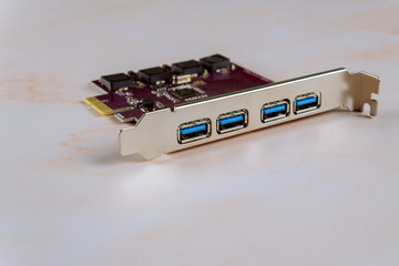 4 ports USB 3.0 superspeed 5 Gbps PCI Express Card Computer part.