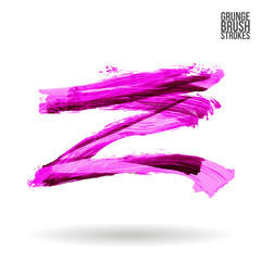 Purple brush stroke and texture. Grunge vector abstract hand - painted element. Underline and border design.