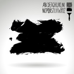 Black brush stroke and texture. Grunge vector abstract hand - painted element. Underline and border design.