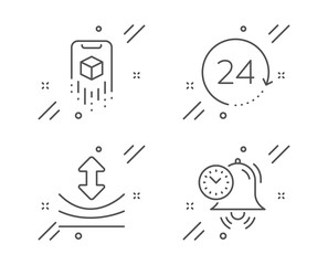 Resilience, Augmented reality and 24 hours line icons set. Time management sign. Elastic, Phone simulation, Time. Alarm clock. Science set. Line resilience outline icon. Vector