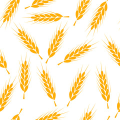 Seamless wheat pattern vector background. Wheat bread harvest cereal illustration