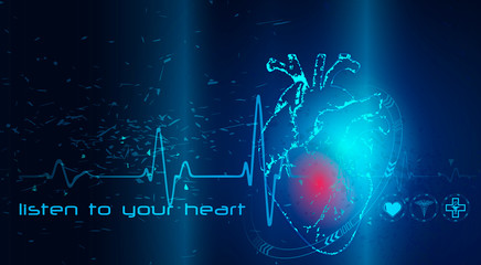 Innovative illustration of heartbeat. Modern and dynamic vector illustration of the heart and its rhythm