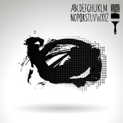 Black brush stroke and texture. Grunge vector abstract hand - painted element. Underline and border design.