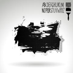 Black brush stroke and texture. Grunge vector abstract hand - painted element. Underline and border design.