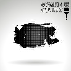 Black brush stroke and texture. Grunge vector abstract hand - painted element. Underline and border design.