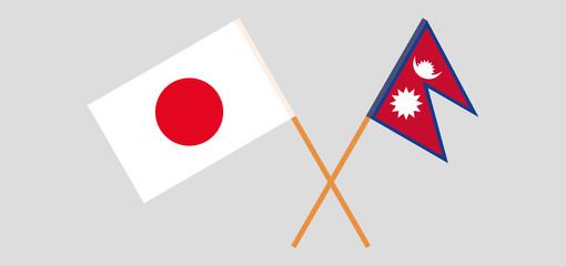 Crossed flags of Nepal and Japan