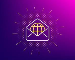 Web Mail line icon. Halftone pattern. Message correspondence sign. E-mail symbol. Gradient background. Web Mail line icon. Yellow halftone pattern. Vector