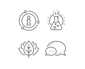 Chemistry lab line icon. Chat bubble, info sign elements. Laboratory flask sign. Analysis symbol. Linear chemistry lab outline icon. Information bubble. Vector