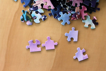 Multi colored puzzle pieces