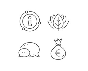 Money bag line icon. Chat bubble, info sign elements. Cash Banking currency sign. Euro or EUR symbol. Linear money bag outline icon. Information bubble. Vector