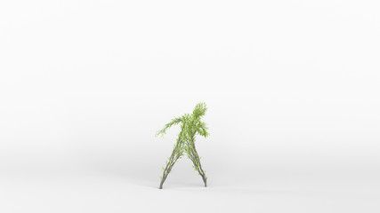 Growing Tree in a shape of a Human. Eco Concept. 3D rendering.