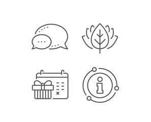 Christmas calendar line icon. Chat bubble, info sign elements. New year presents day sign. Surprise symbol. Linear christmas calendar outline icon. Information bubble. Vector