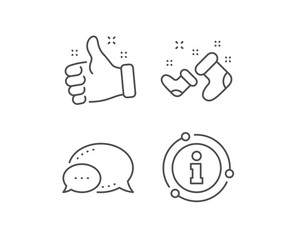 Santa boots line icon. Chat bubble, info sign elements. Christmas or New year sign. Claus symbol. Linear santa boots outline icon. Information bubble. Vector